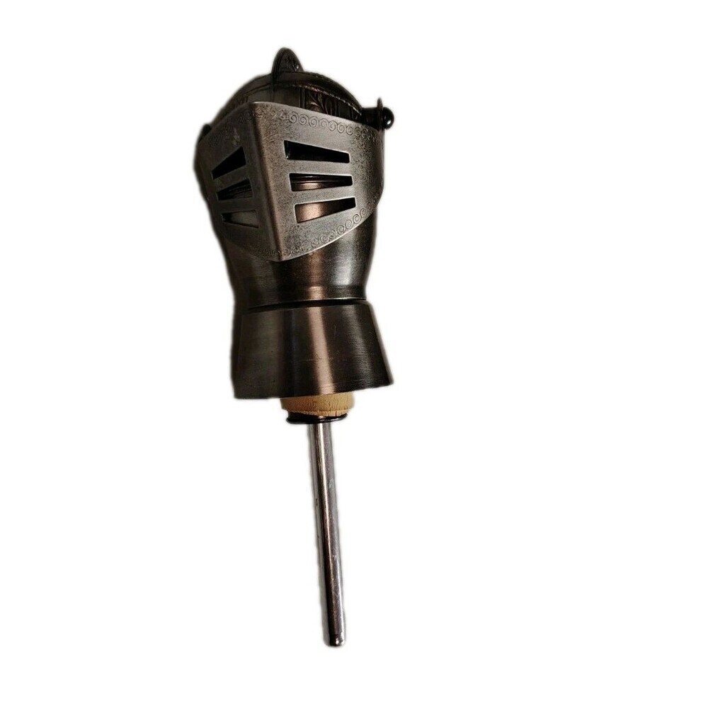 Vintage MCM Medieval Knight Helmet Liquor Pourer Stopper Metal Barware Rare - Picture 3 of 7